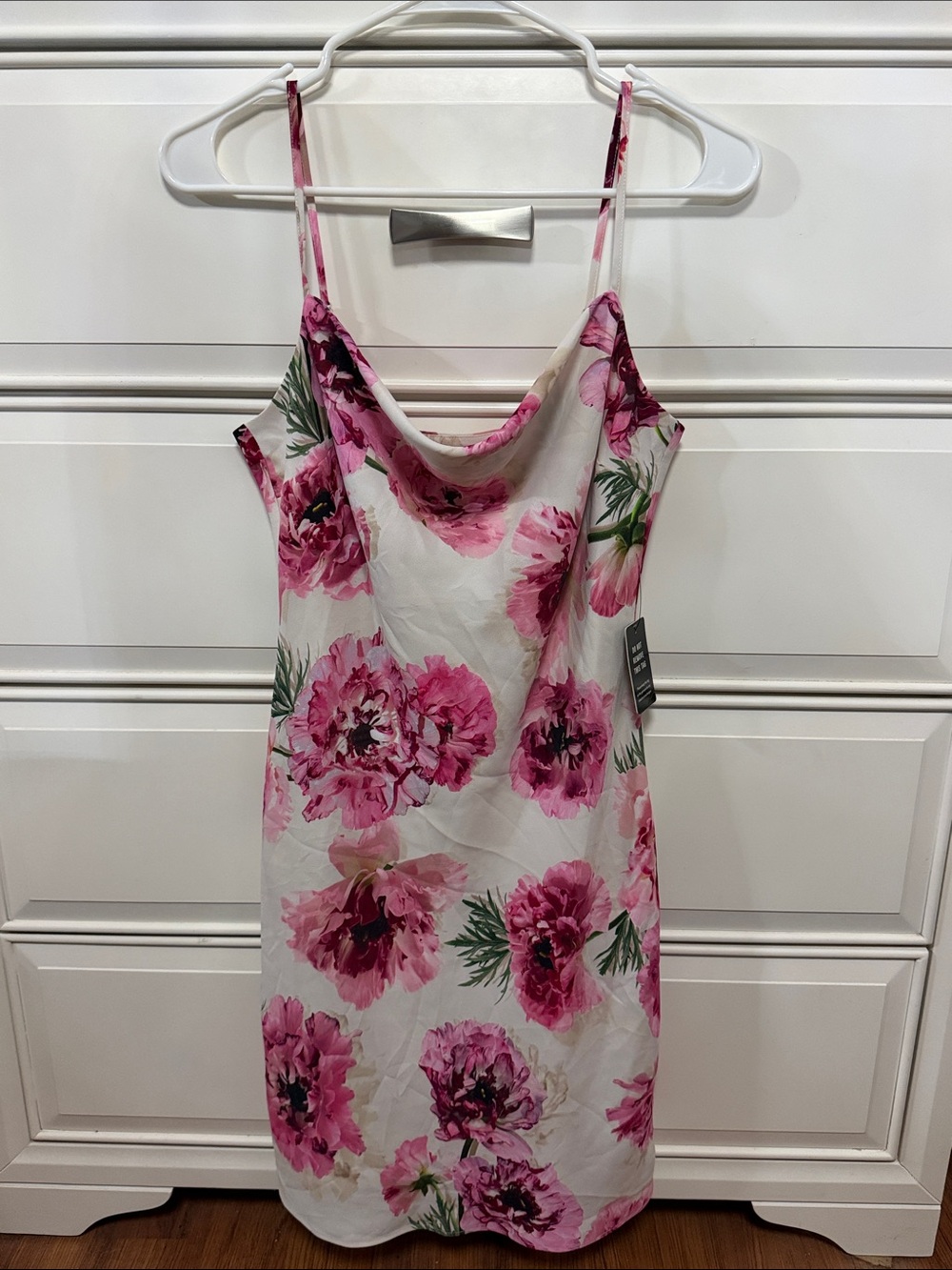 Express Pink Floral Cowl Slip Dress